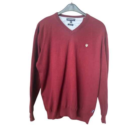 Basefield Herren Pullover | Gr. 52 | V-Ausschnitt | 80% Baumwolle, 20% Wolle | Rot