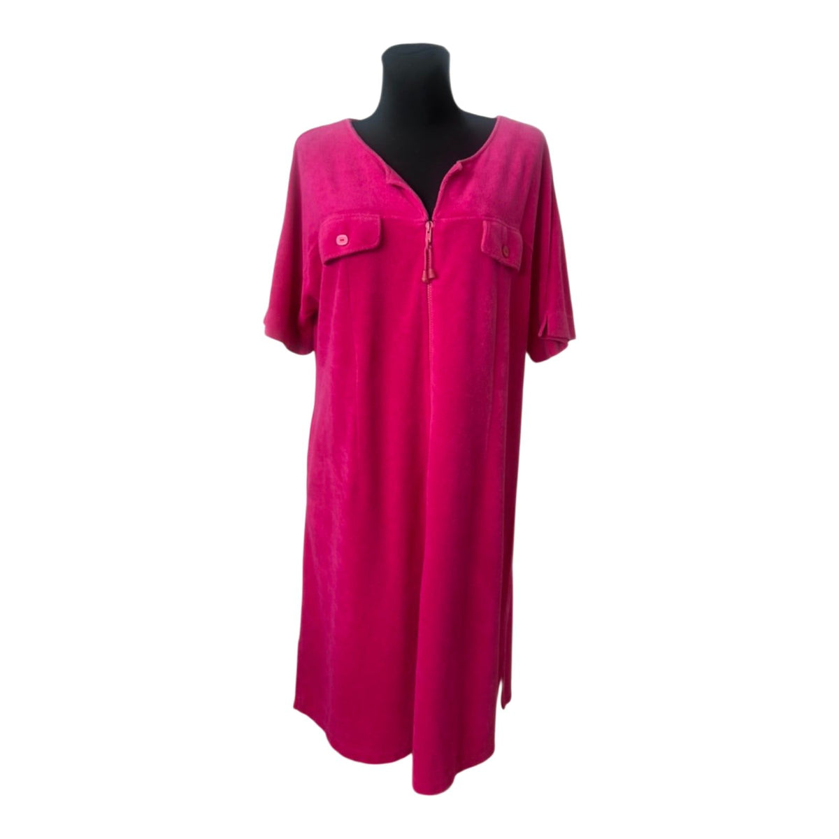Fürstenberg Bademantel Damen Gr. 44 Pink Frottee Reißverschluss Baumwolle Premium