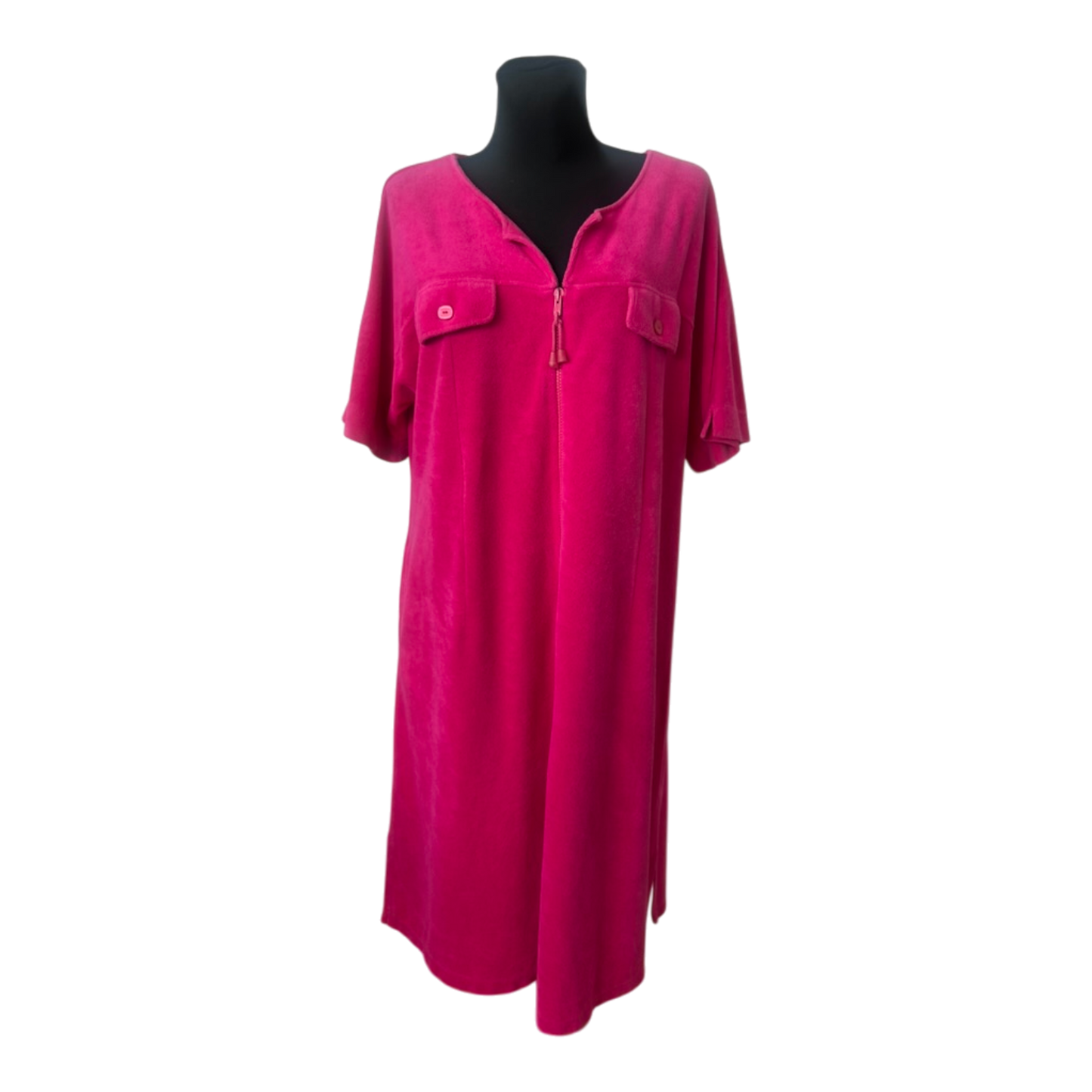 Fürstenberg Bademantel Damen Gr. 44 Pink Frottee Reißverschluss Baumwolle Premium