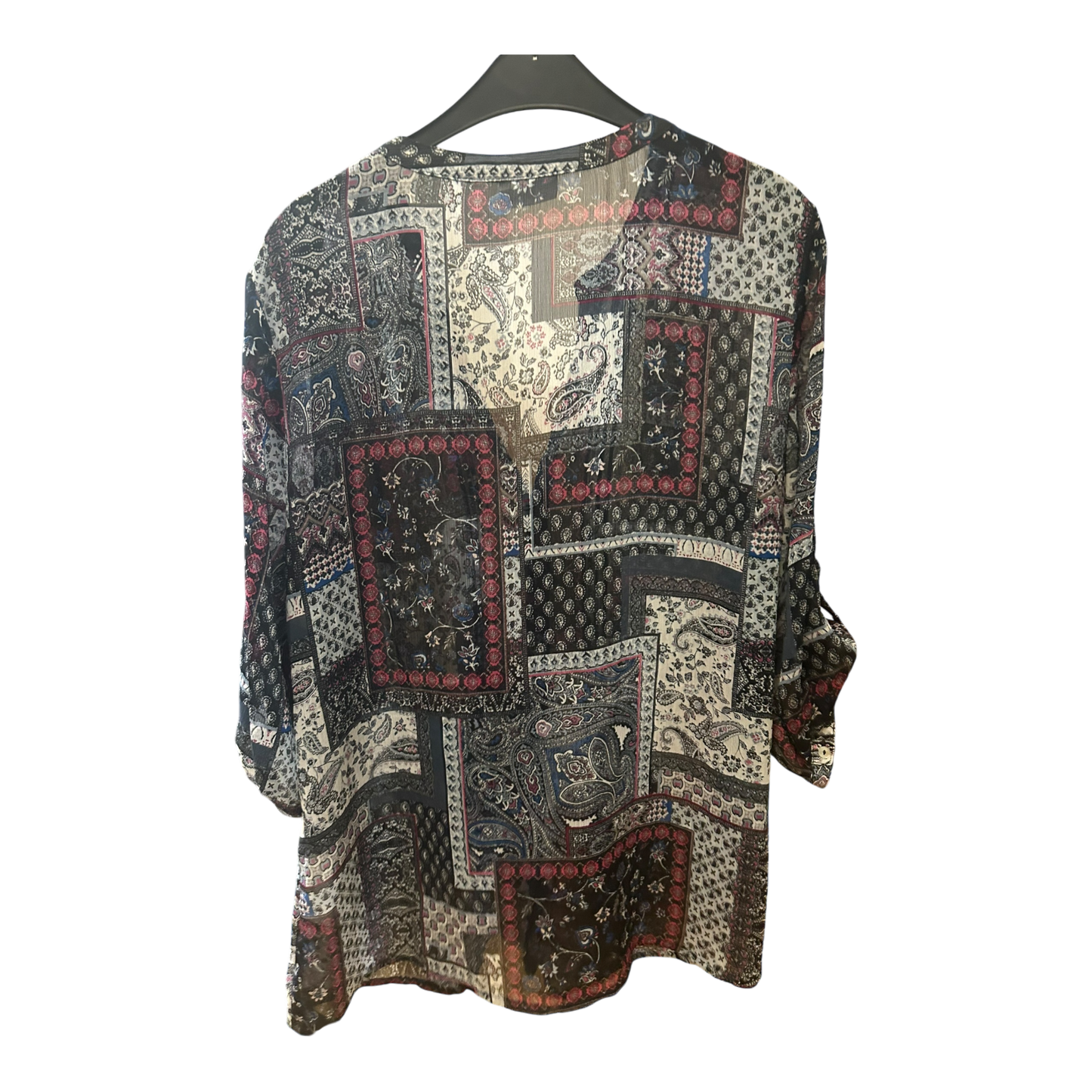 Pure Panda Bluse transparent Grau-Blau gemustert, Größe 44