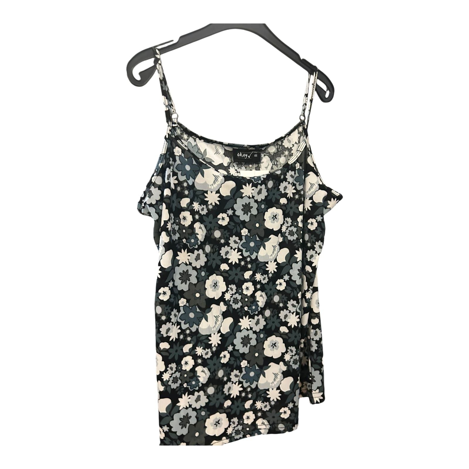 Pure Panda Damen Top Grautöne mit Blumen Größe 44