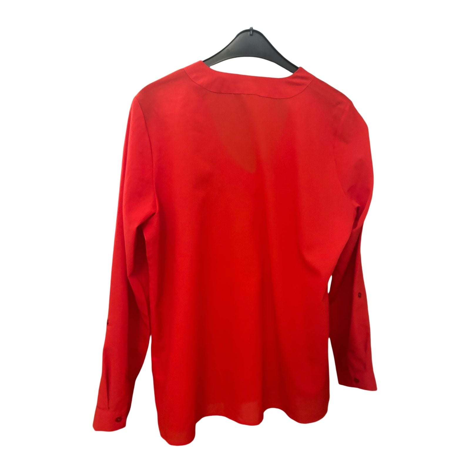Janina Bluse Damen Longbluse Gr 44 Rot Uni Langarm V-Ausschnitt Polyester Elegant