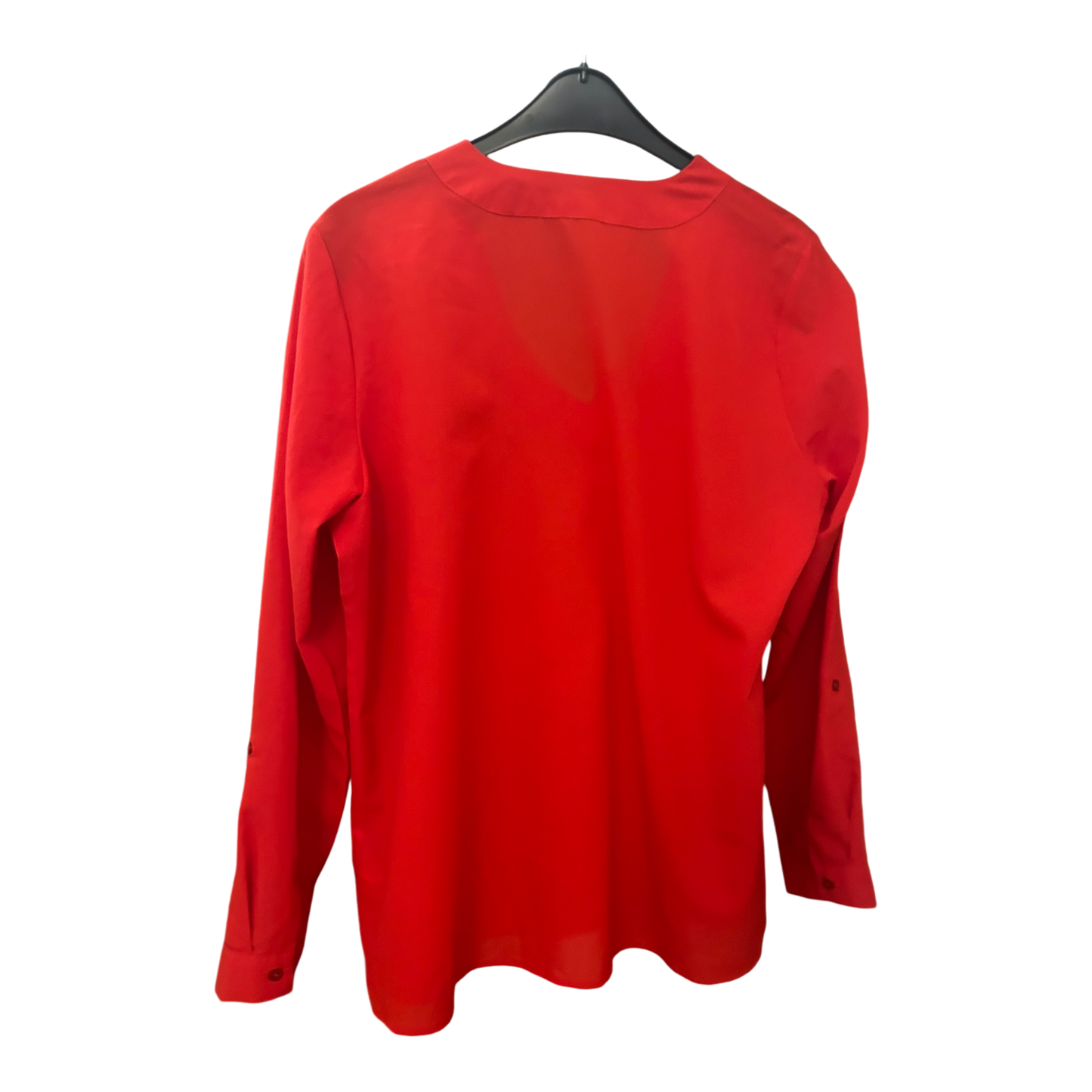 Janina Bluse Damen Longbluse Gr 44 Rot Uni Langarm V-Ausschnitt Polyester Elegant