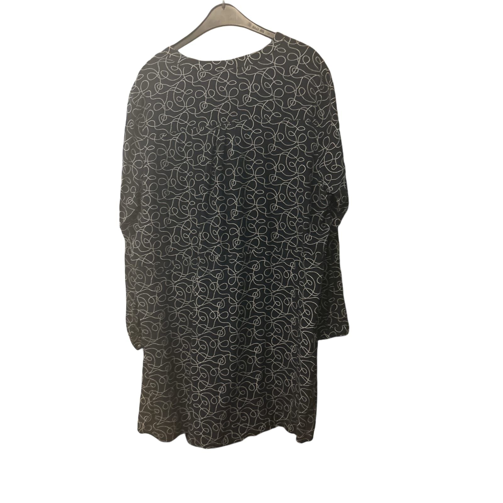 Janina Kleid 46 Dunkelblau Boho Blumenmuster Viskose Tunika Look Sommer
