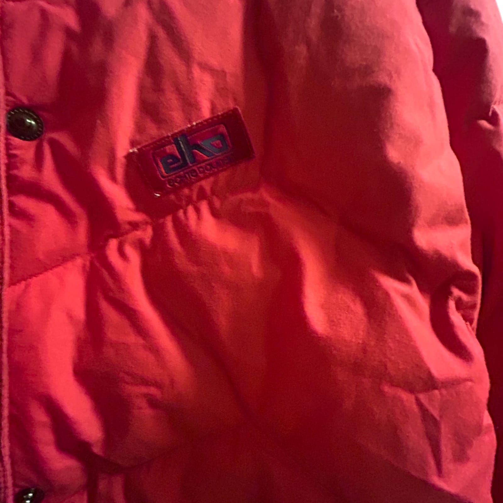 Elho Vintage Daunenmantel Rot Gr 40 90s Lang Daunenjacke Wintermantel Damen