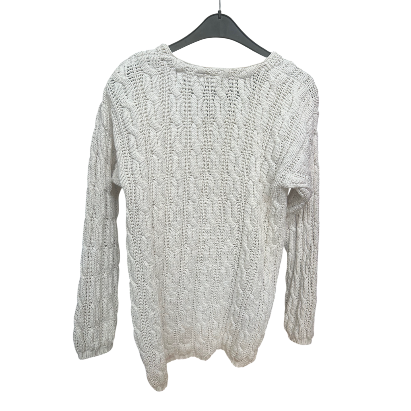 H&M Longpullover | Weiß | Zopfmuster | Gr. M | 74 cm Länge | Damen