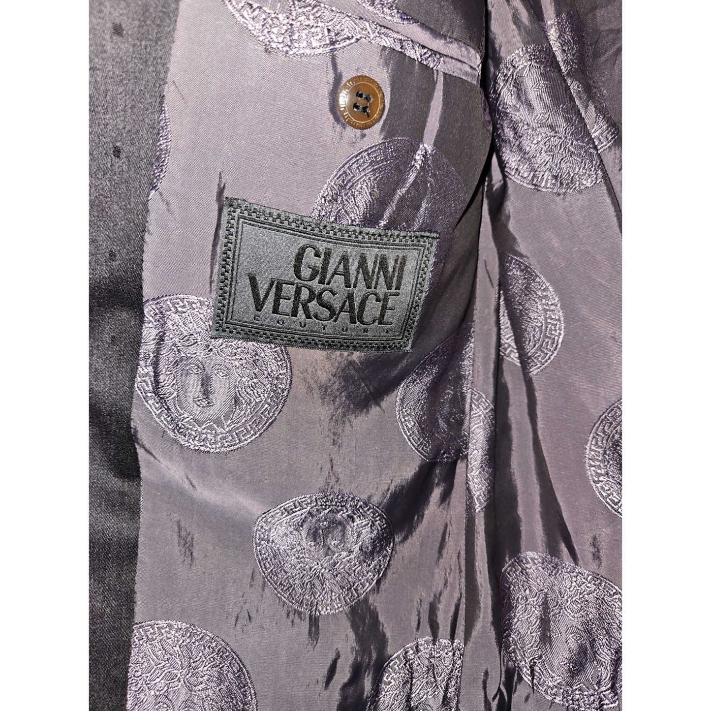 Gianni Versace Jacke Gr 50 Herren Sakko Luxus Grau Glänzend Hochwertig Elegant