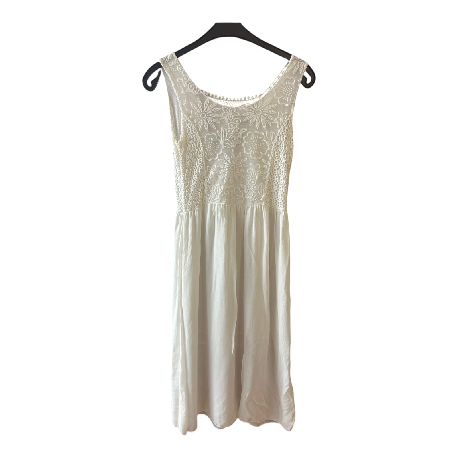 Sommerkleid Damen Dress Damenkleid Gr. M Weiß Baumwolle Leicht Minimal Elegant