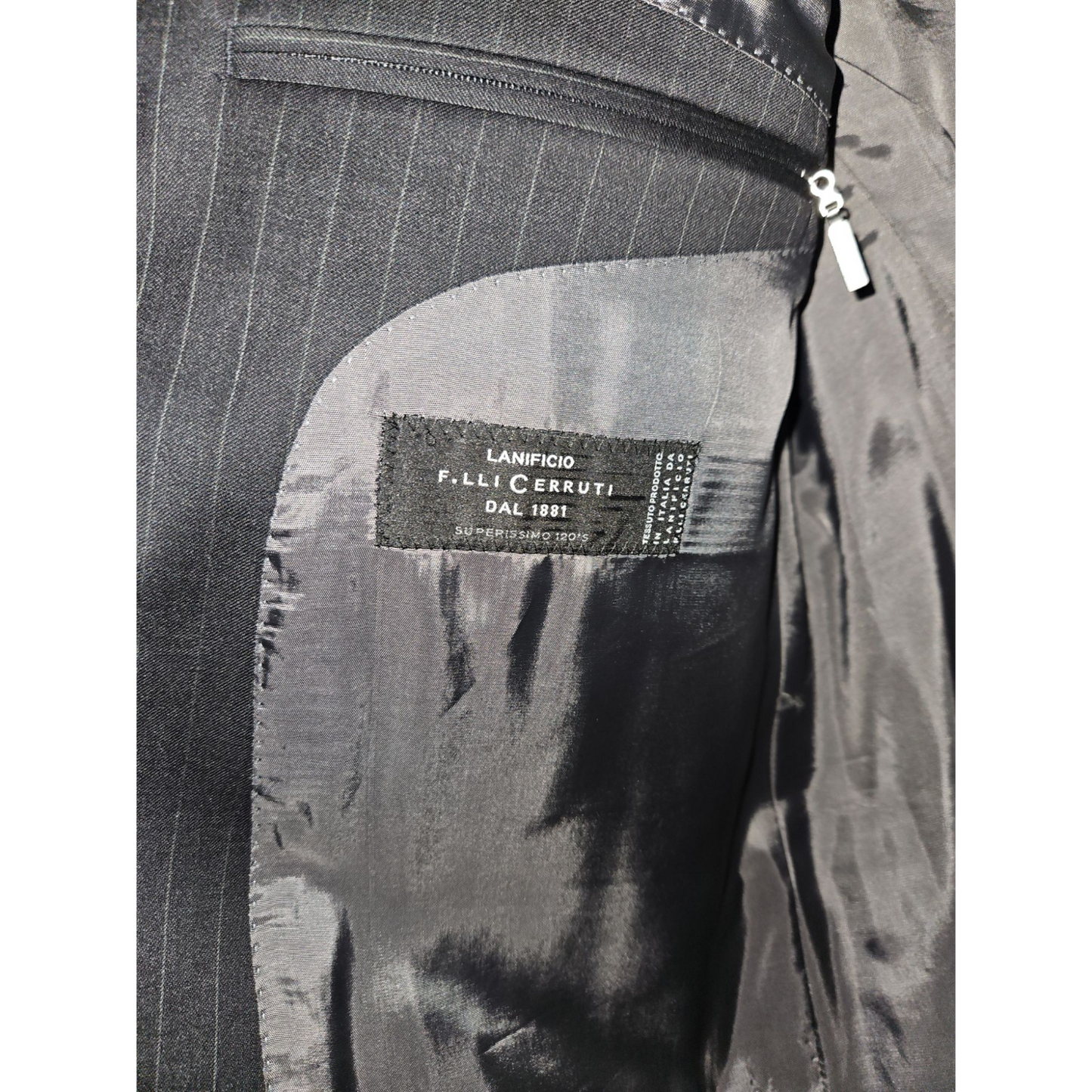 Cerruti Sakko Gr 56 Herren Sakko Schwarz Elegant Gestreift Italienischer Stoff