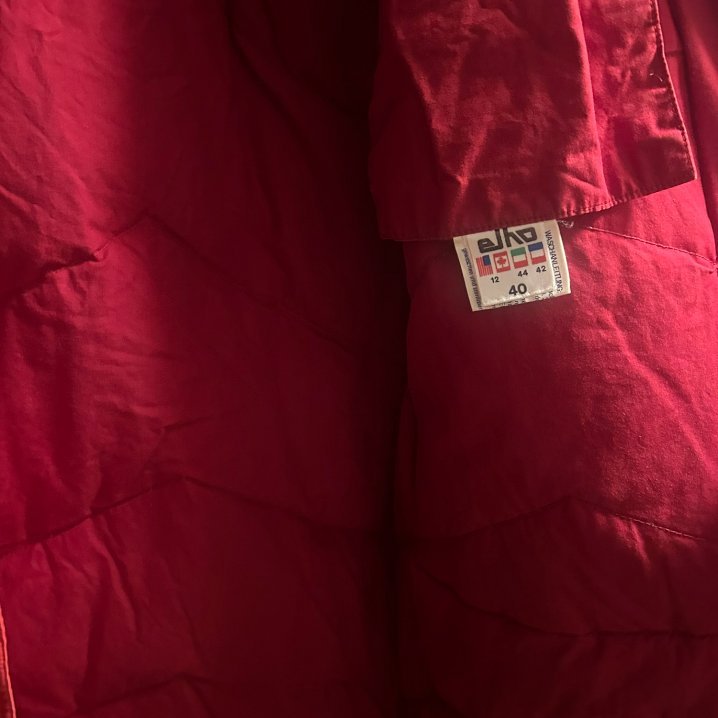 Elho Vintage Daunenmantel Rot Gr 40 90s Lang Daunenjacke Wintermantel Damen