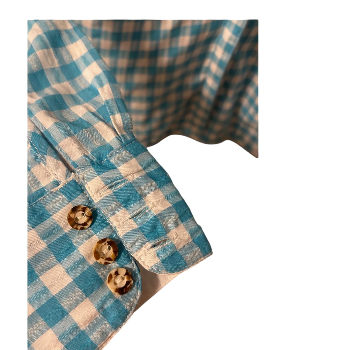 Stockerpoint Bluse Damen Gr 36 Türkis Weiß Kariert Trachtenlook