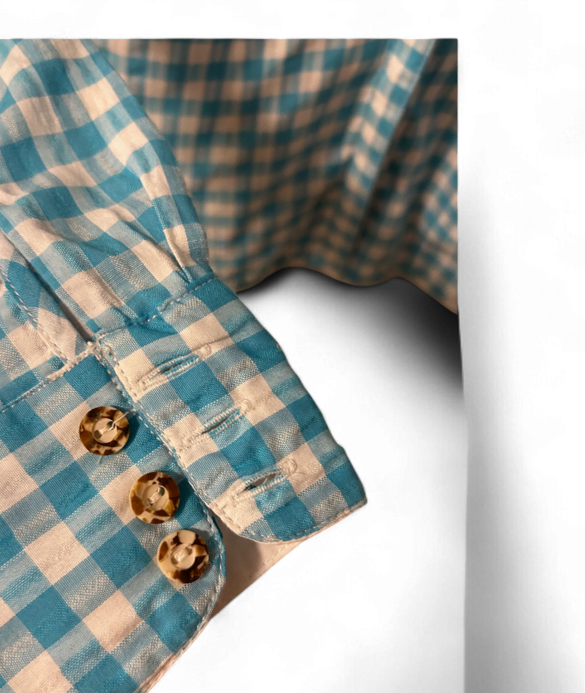 Stockerpoint Bluse Damen Gr 36 Türkis Weiß Kariert Trachtenlook