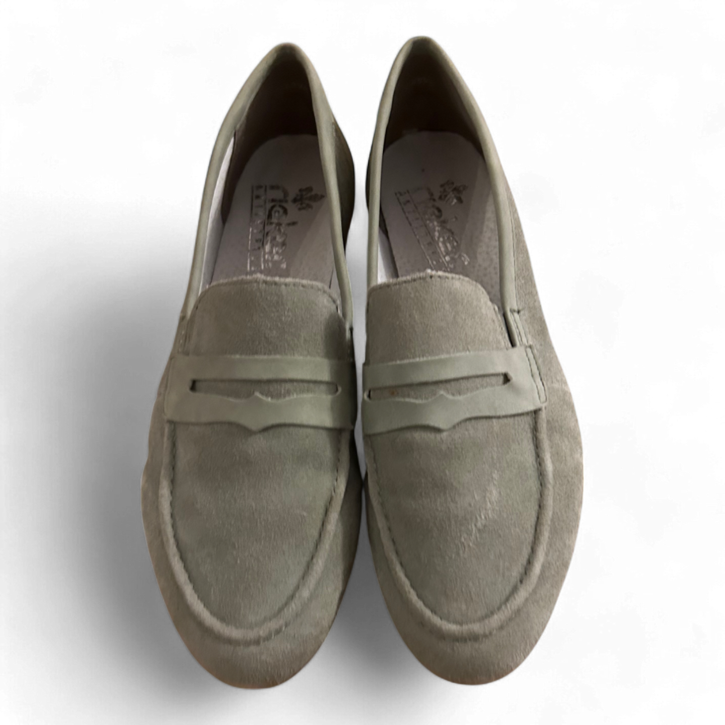 Rieker Damenhalbschuhe Slipper hellgrün Wildleder Größe 41