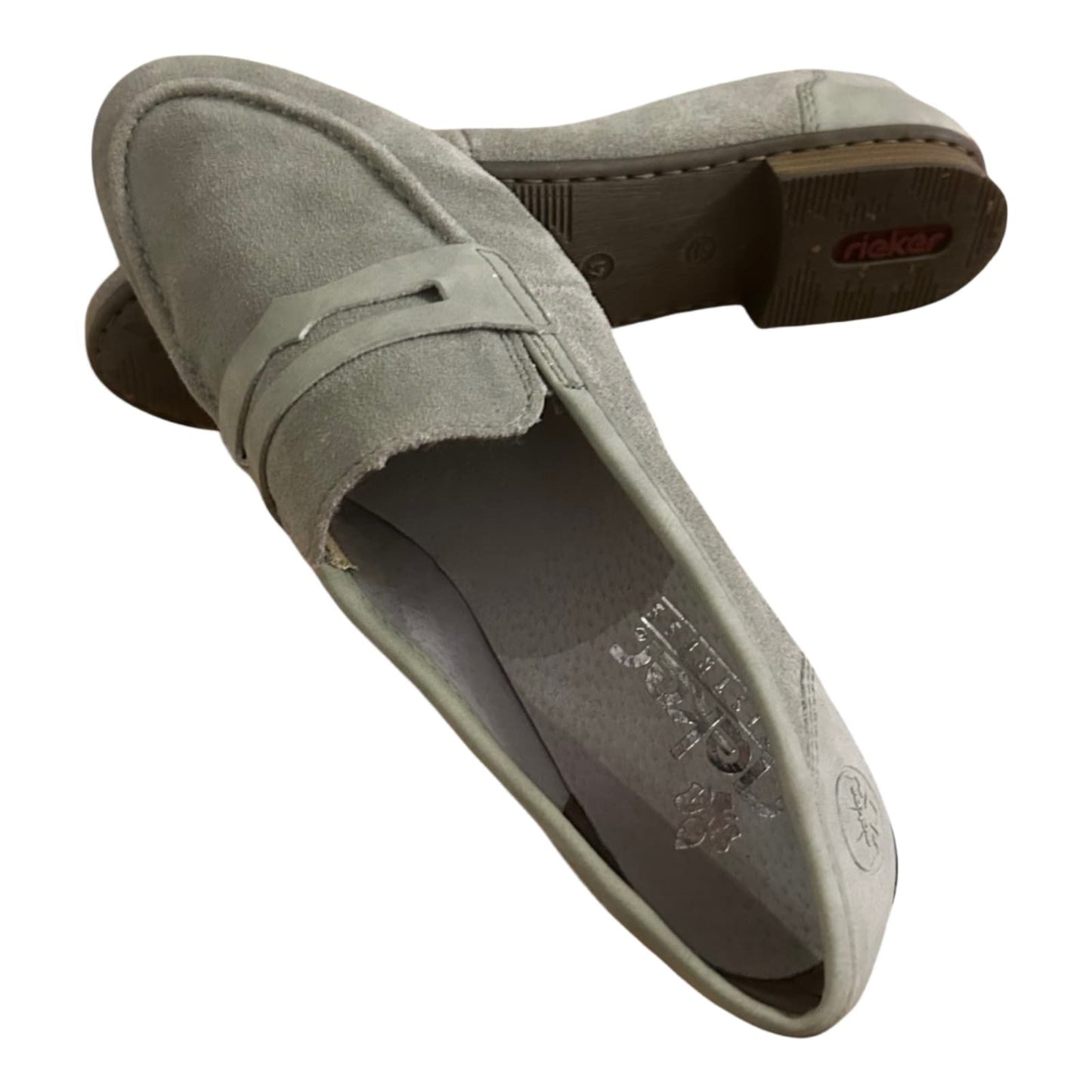 Rieker Damenhalbschuhe Slipper hellgrün Wildleder Größe 41