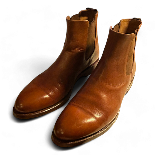 Yanko Chelsea Stiefel Herren Leder rahmengenäht Vibram Sohle Braun Gr 42,5