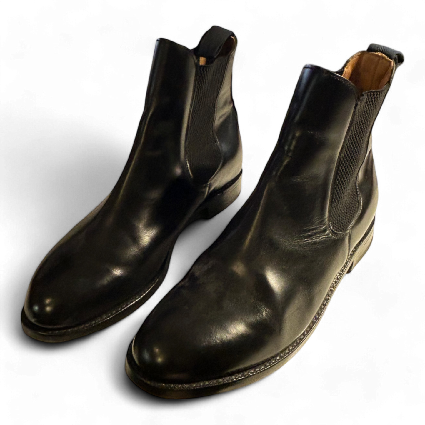 Sanders Chelsea Boots Schwarz Leder Goodyear Welted Herren Gr 42,5 UK 8,5