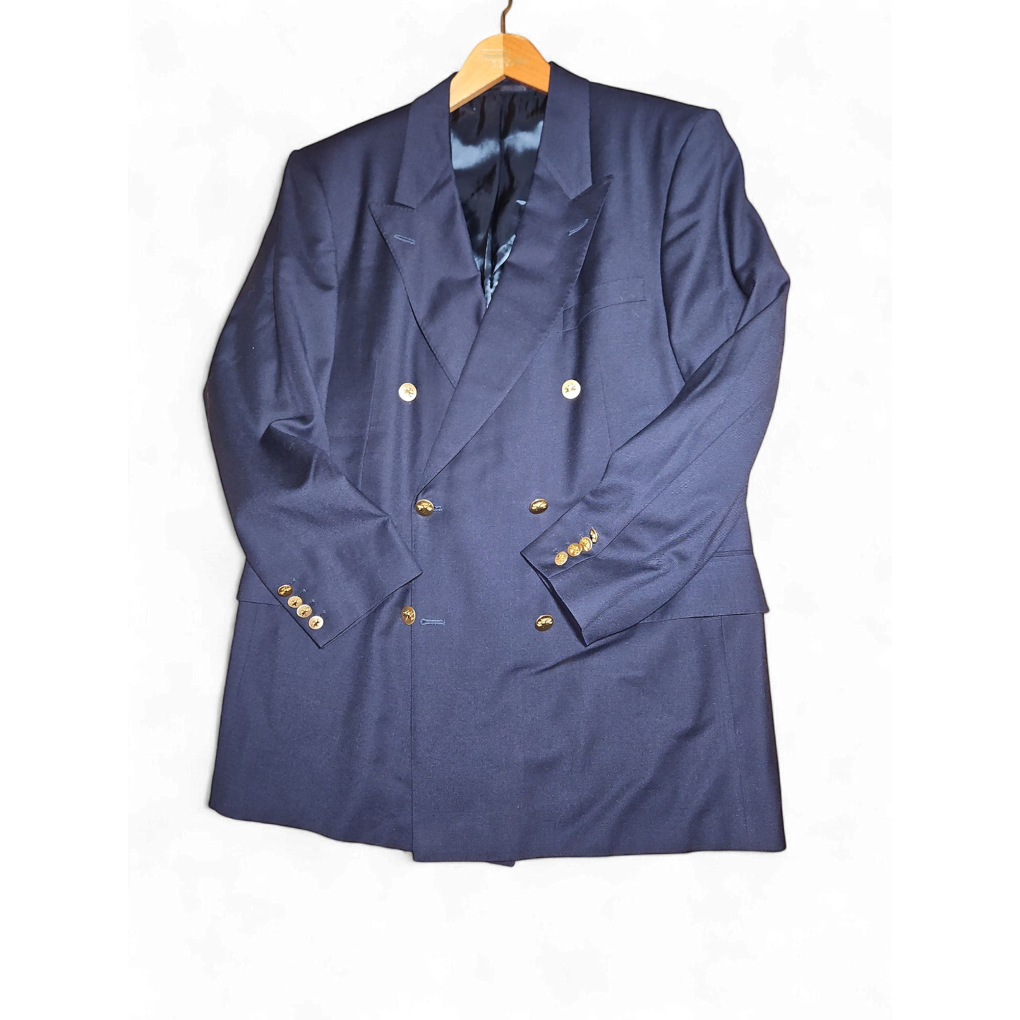 Kapitänsjacke Gr 52 Herren Sakko Dunkelblau Zweireiher Messingknöpfe Maritim