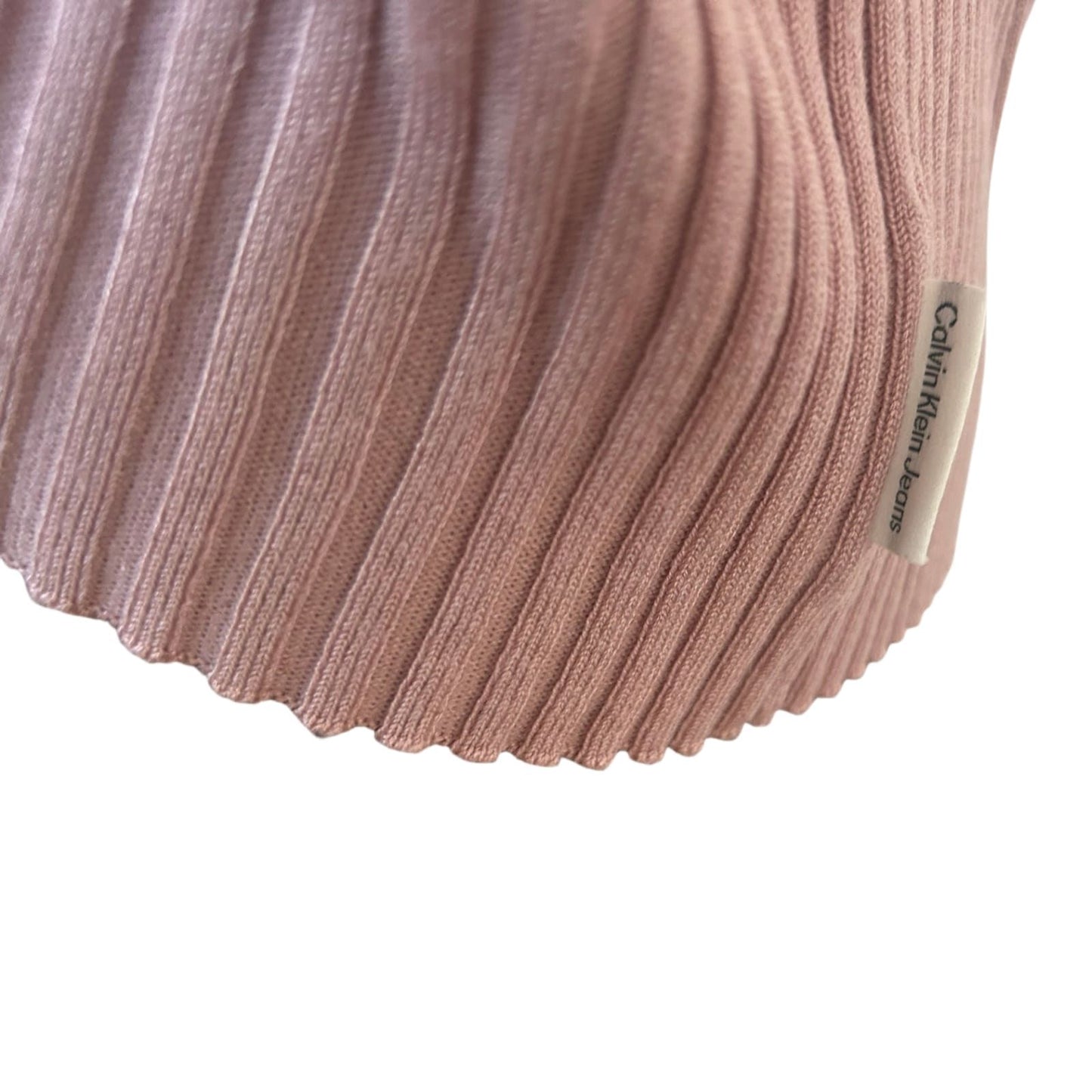 Calvin Klein Pullover Kurzarm Damen Gr M Rosa Gerippt NEU Kragen Elegant