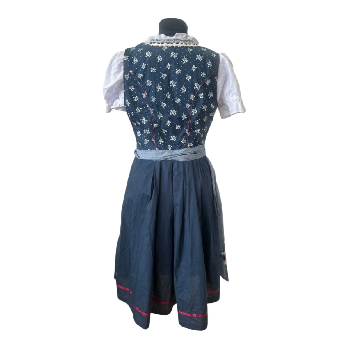 Esmara Dirndl Damen Gr. 44 Blau Weiß 3-teilig Trachtenkleid Baumwolle Oktoberfest