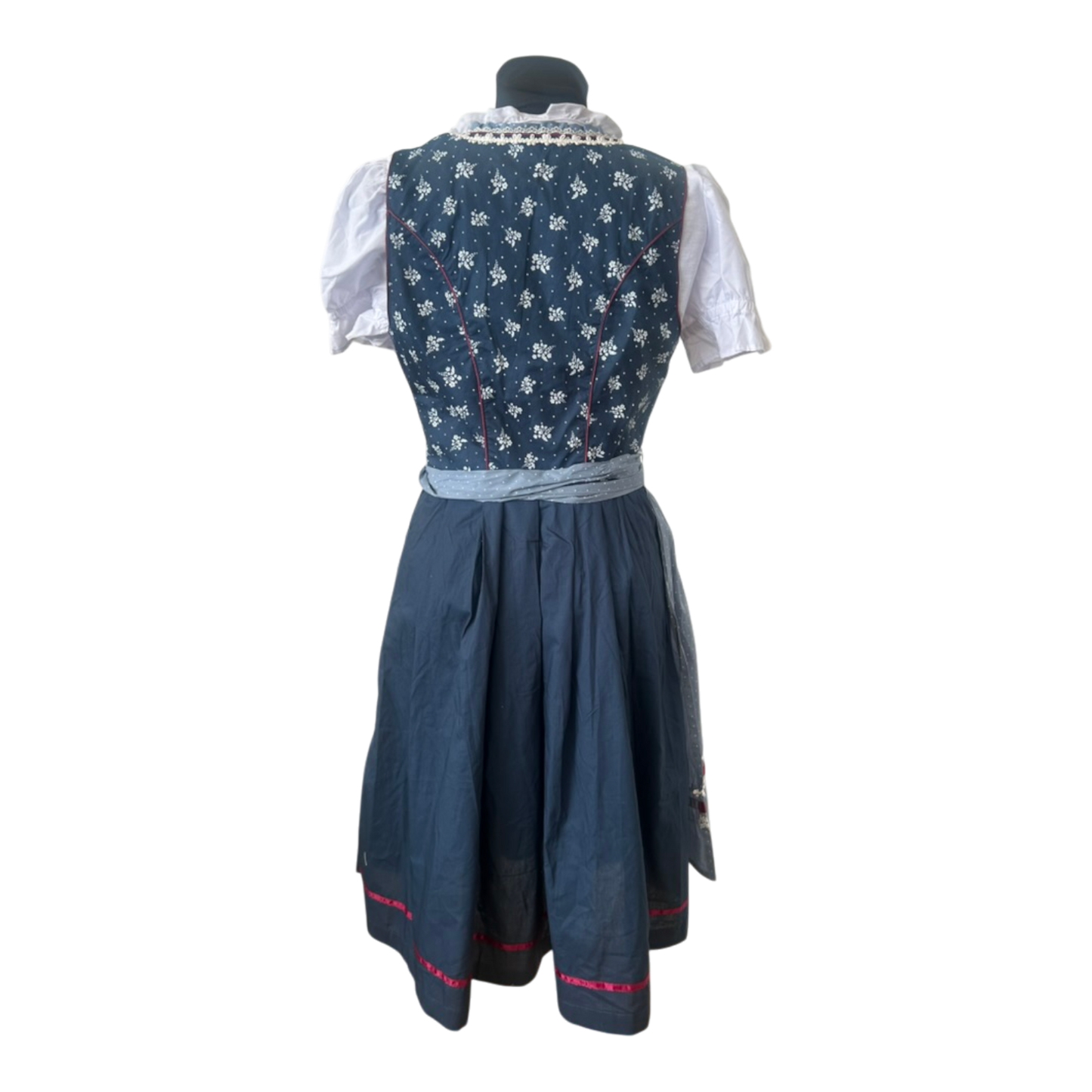 Esmara Dirndl Damen Gr. 44 Blau Weiß 3-teilig Trachtenkleid Baumwolle Oktoberfest