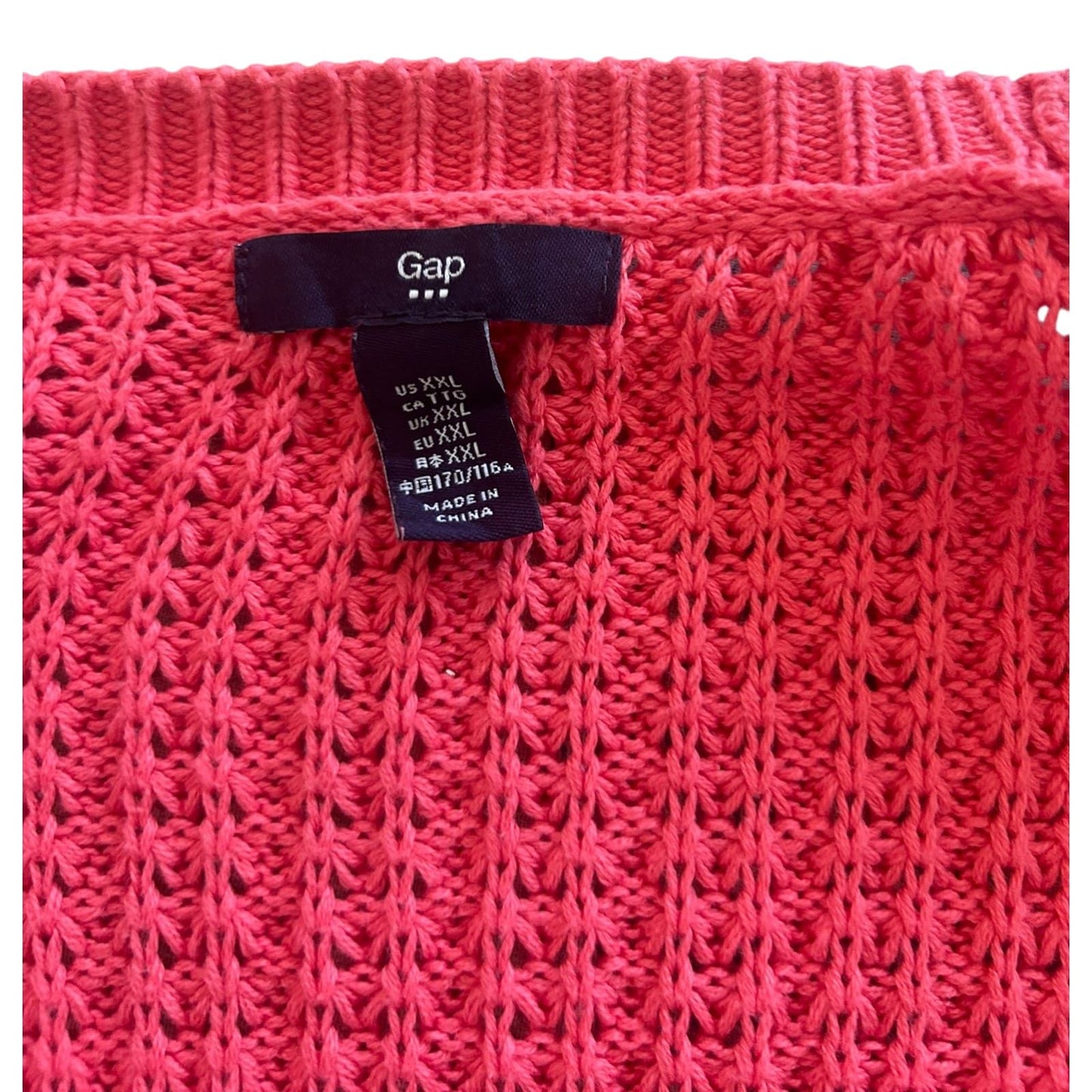 GAP Pullover Damen Strickpullover Gr XXL Pink Baumwolle Oversize Sommer