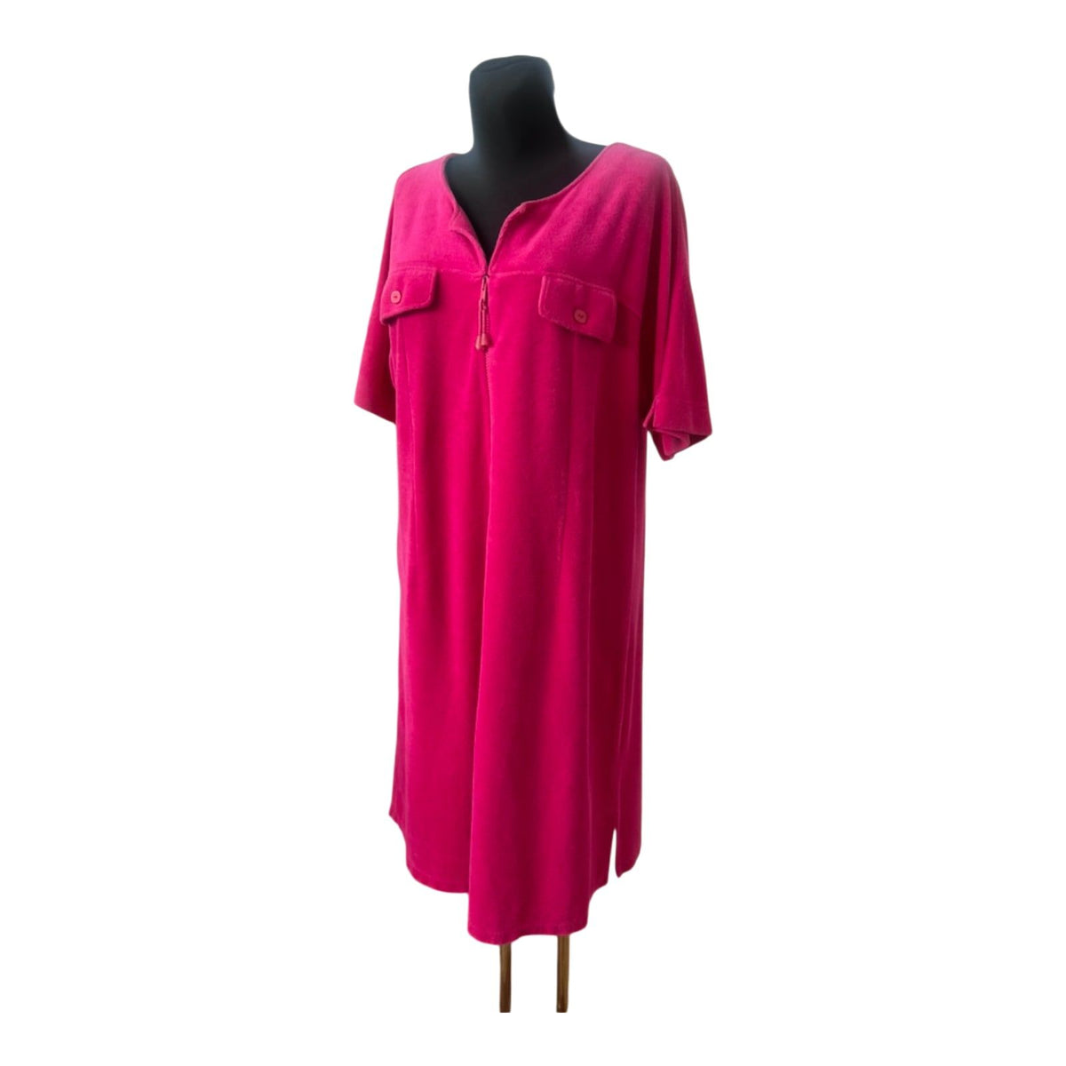 Fürstenberg Bademantel Damen Gr. 44 Pink Frottee Reißverschluss Baumwolle Premium