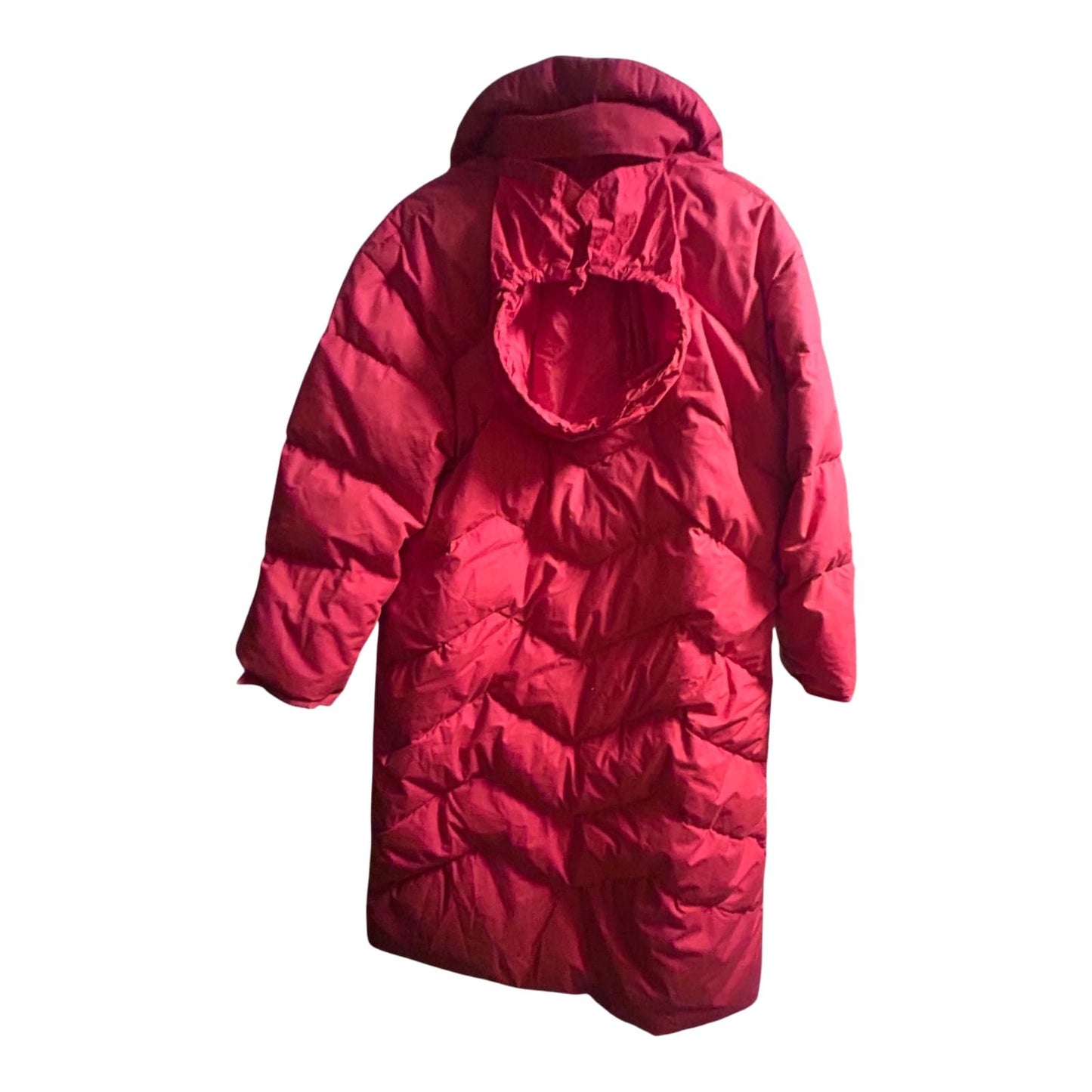 Elho Vintage Daunenmantel Rot Gr 40 90s Lang Daunenjacke Wintermantel Damen