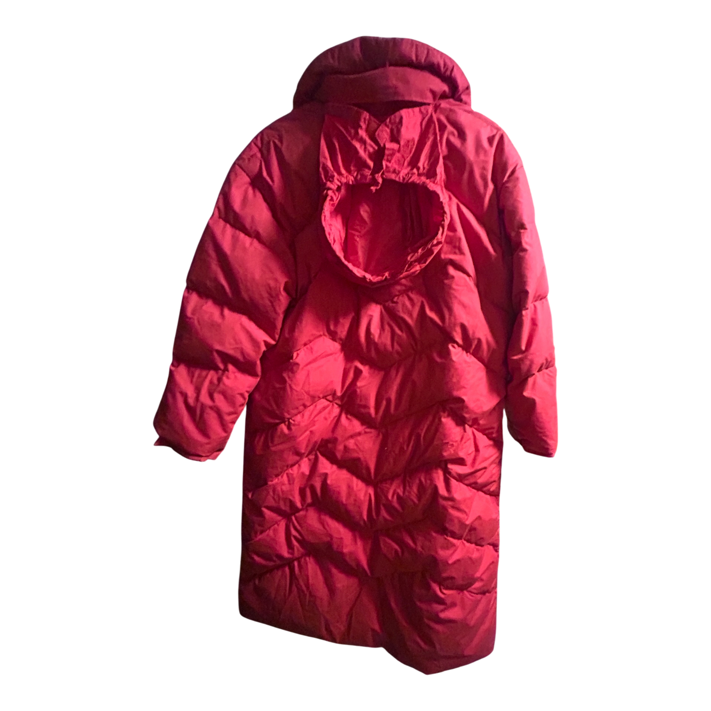 Elho Vintage Daunenmantel Rot Gr 40 90s Lang Daunenjacke Wintermantel Damen