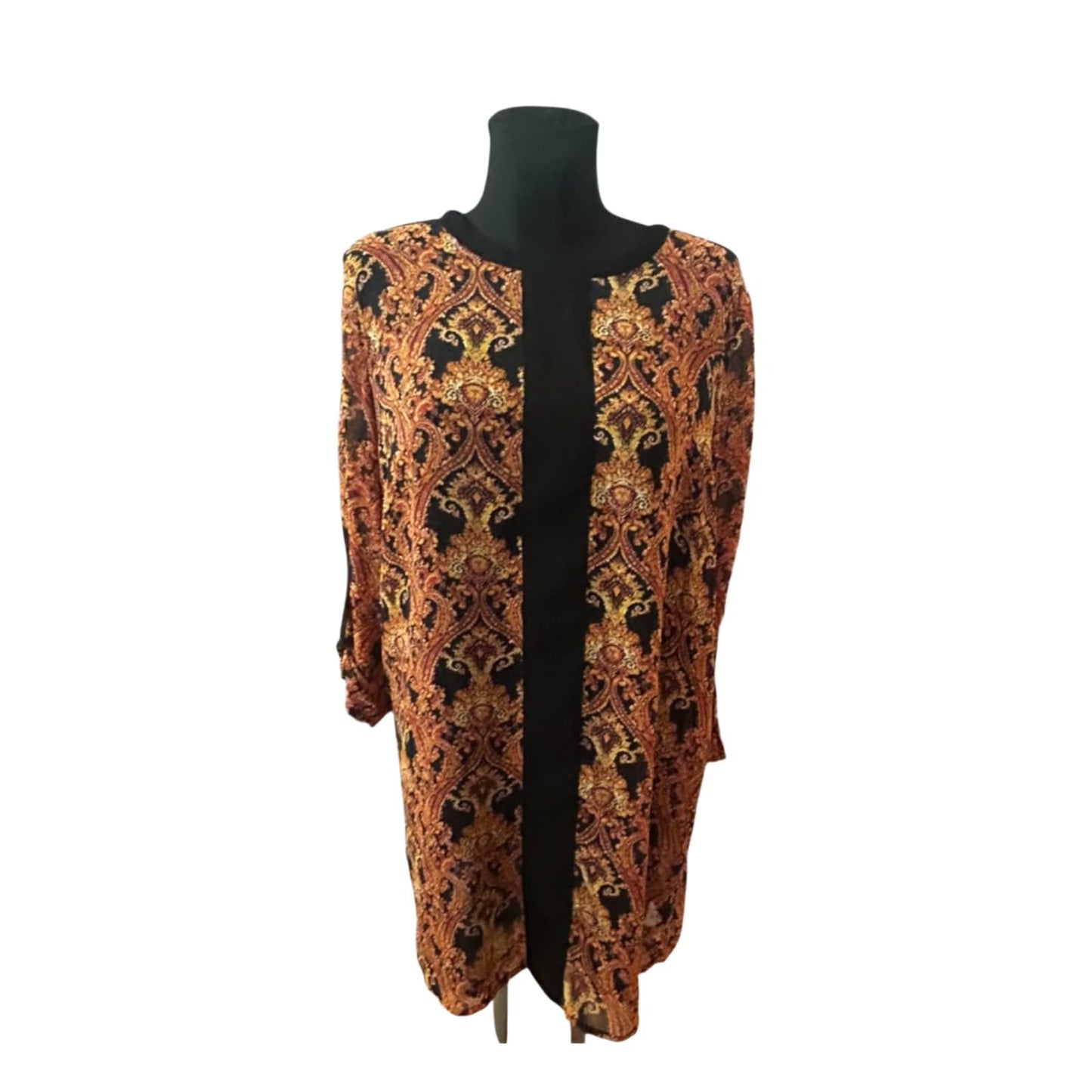 MNG Collection Kleid Damen Gr XL Paisley Muster Braun Schwarz Elegant