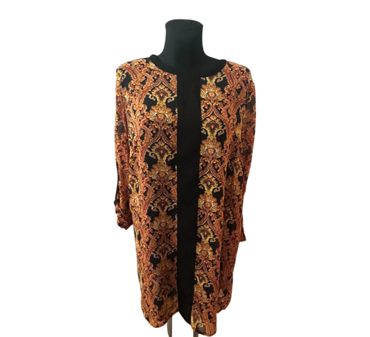 MNG Collection Kleid Damen Gr XL Paisley Muster Braun Schwarz Elegant