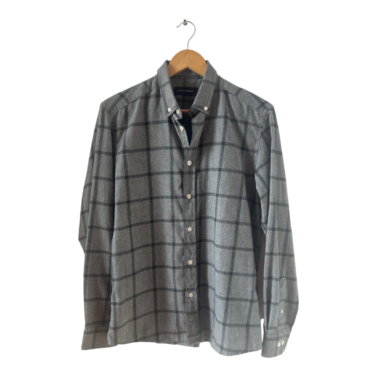 Clean Cut Copenhagen Hemd Herren Gr M Grau Kariert Langarm Modern Casual Shirt