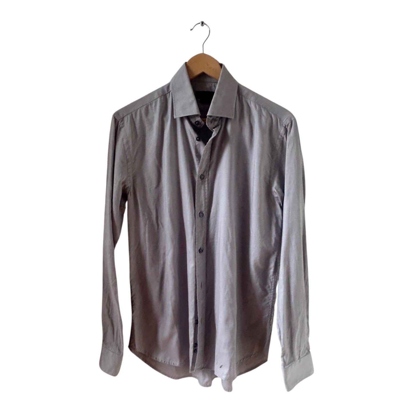 Zara Man Hemd Herren Gr M Grau Langarm Tailored Fit Business Freizeithemd