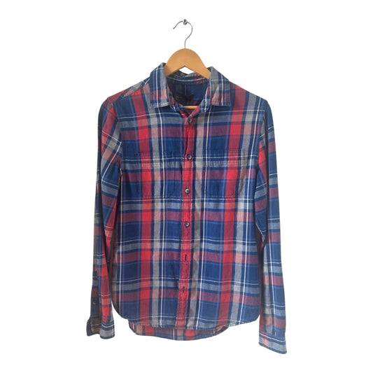 Zara Man Hemd Herren Gr S Blau Rot Kariert Regular Fit Baumwolle Langarm