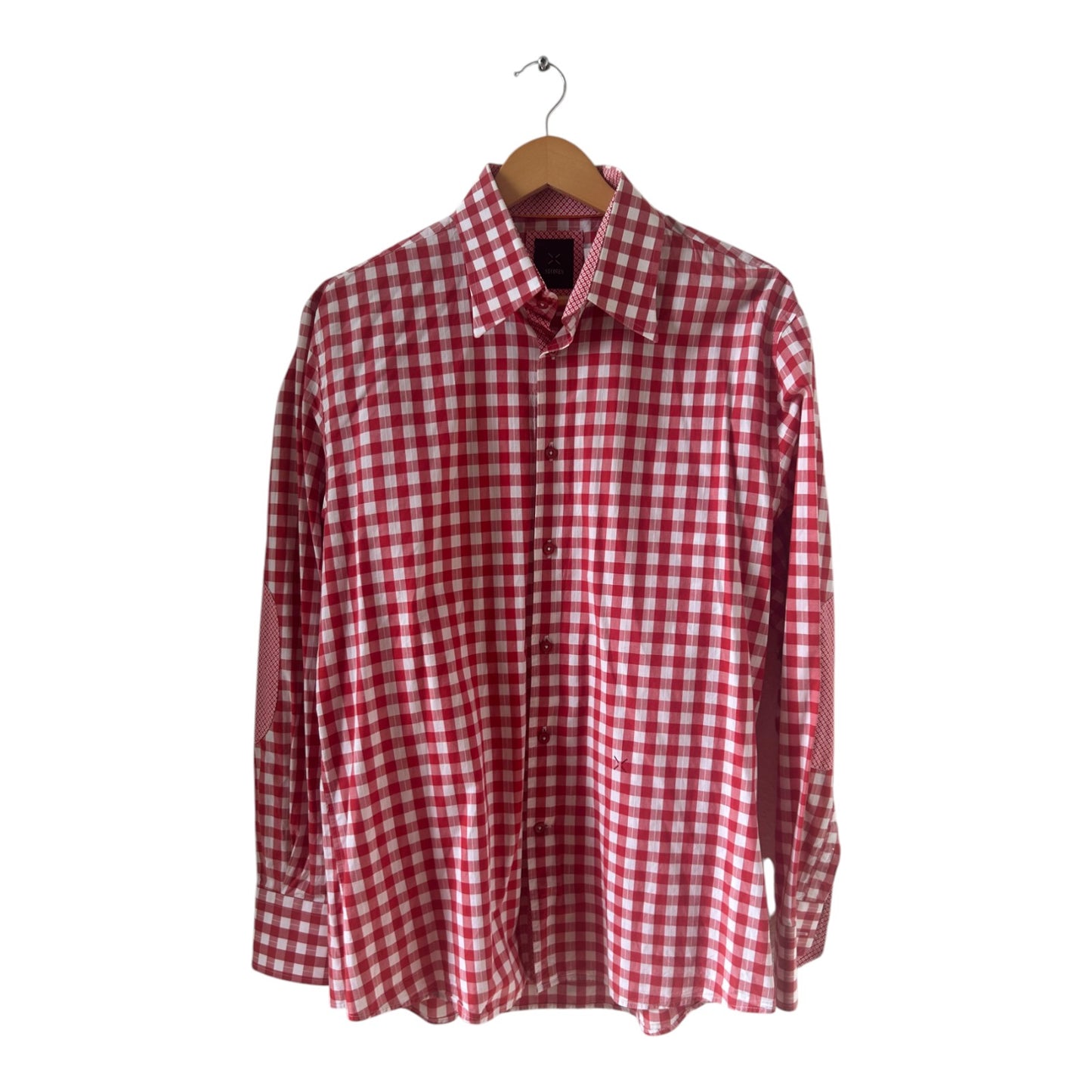 Stone Hemd Herren Gr L Rot Weiß Kariert Baumwolle Easy Care Oktoberfest Tracht