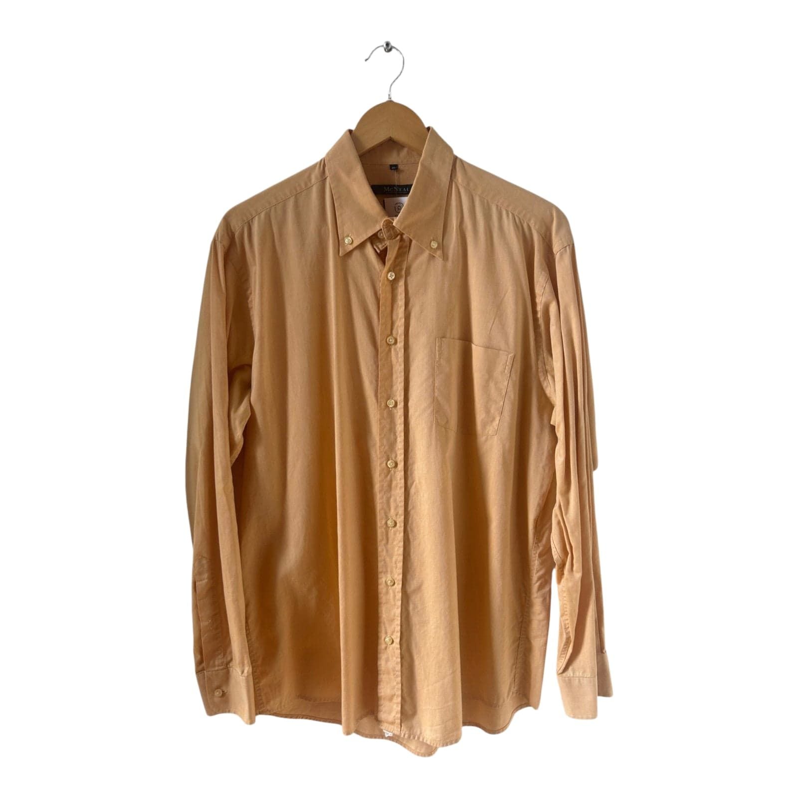 McNeal Hemd Herren Gr 42 L Oxford Baumwolle Button Down Langarm Beige Casual