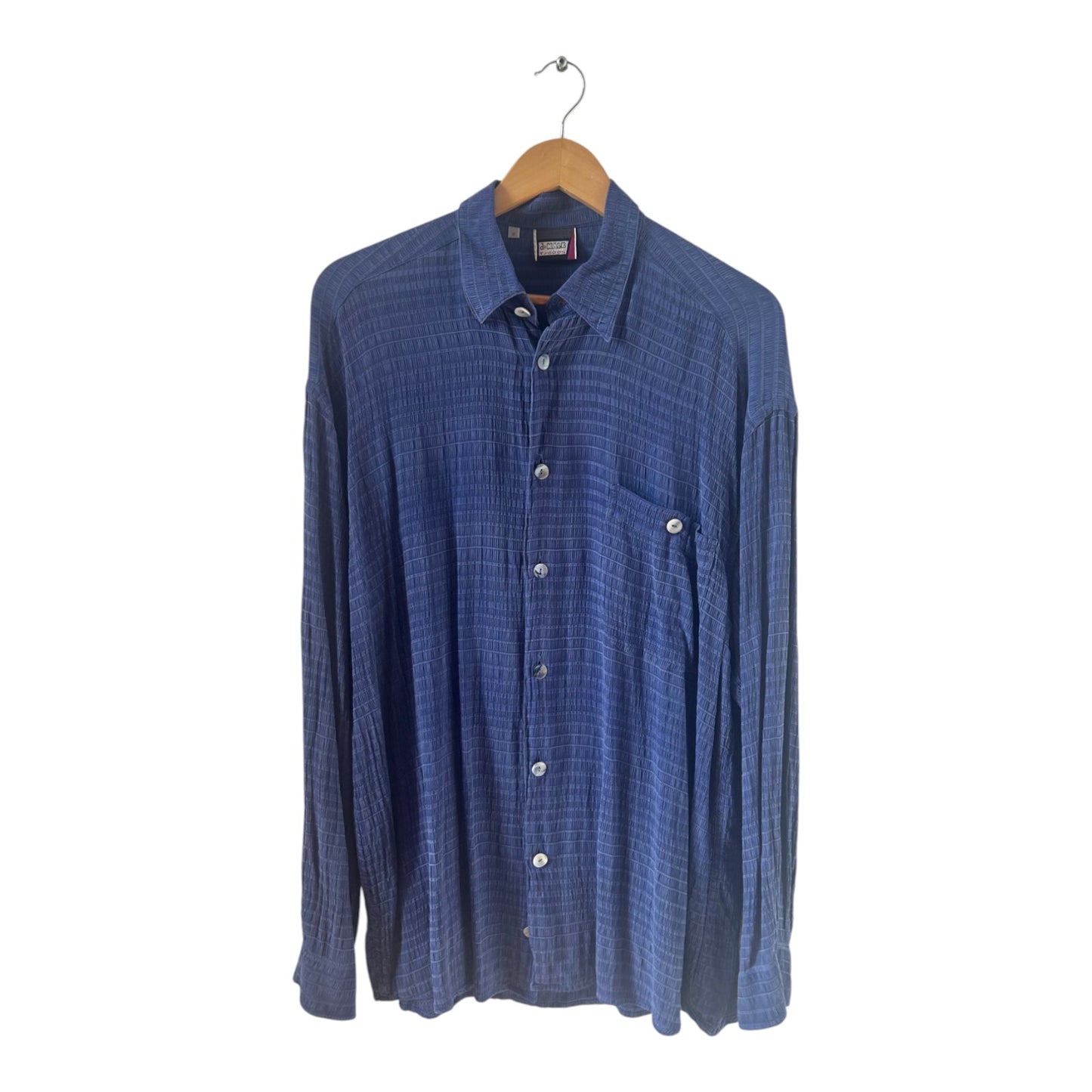 de Kale Tycoon Hemd Herren Gr M Blau Cupro Luxus Vintage Langarm Exklusiv