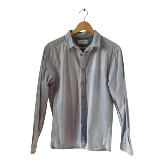 Pull and Bear Heritage Hemd Herren Gr M Grau Baumwolle Langarm Casual Basic