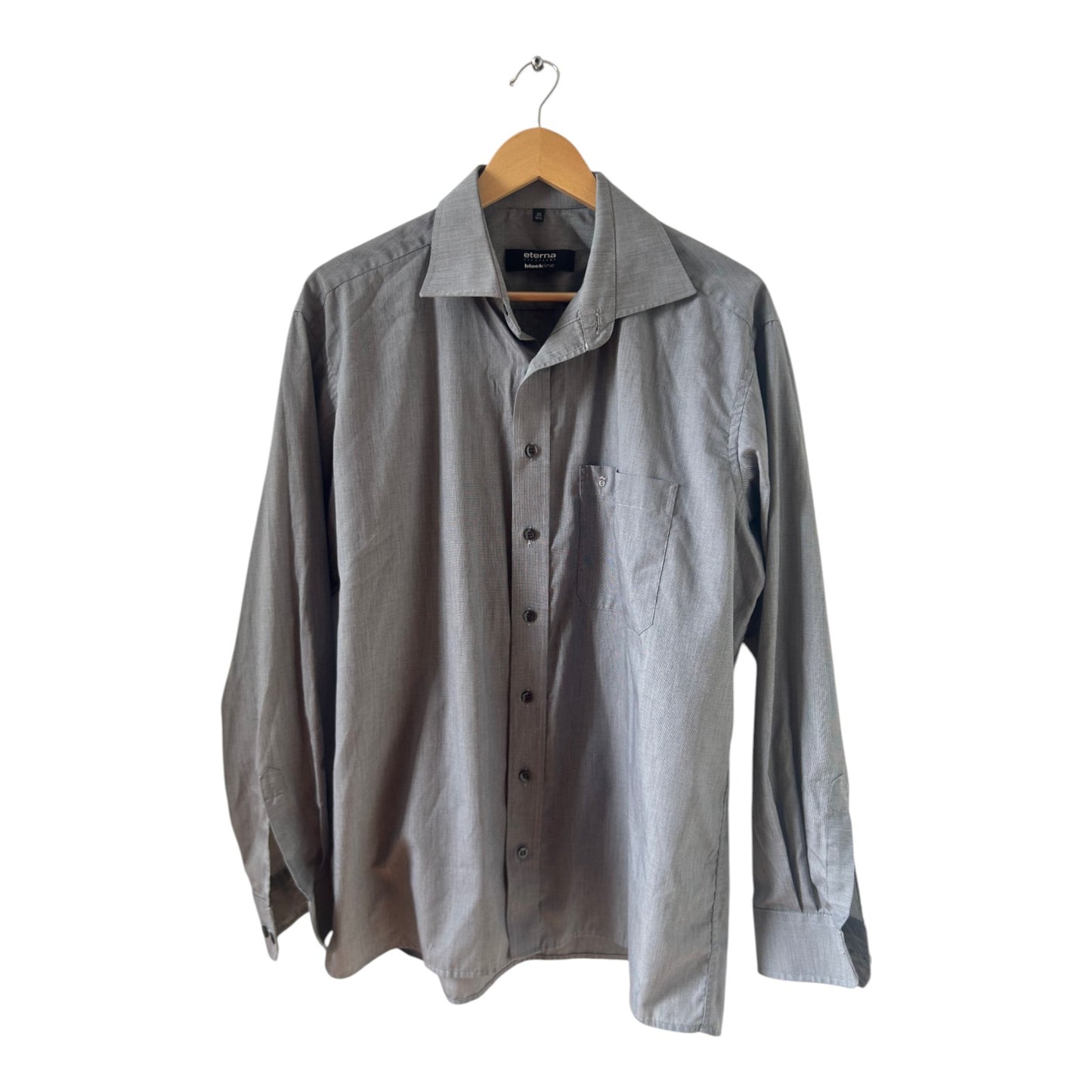 Eterna Herrenhemd Gr 42 Blackline Langarm Grau Baumwolle Elegant Business Klassisch