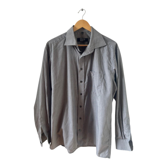 Eterna Herrenhemd Gr 42 Blackline Langarm Grau Baumwolle Elegant Business Klassisch