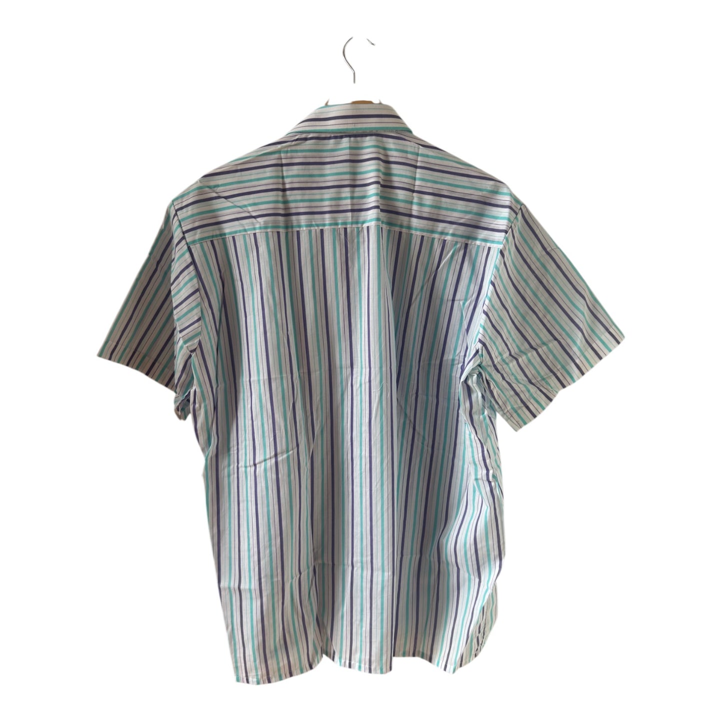 Vintage Moda Vario City Club Hemd Herren Gr 44 Kurzarm Gestreift Polyester Baumwolle