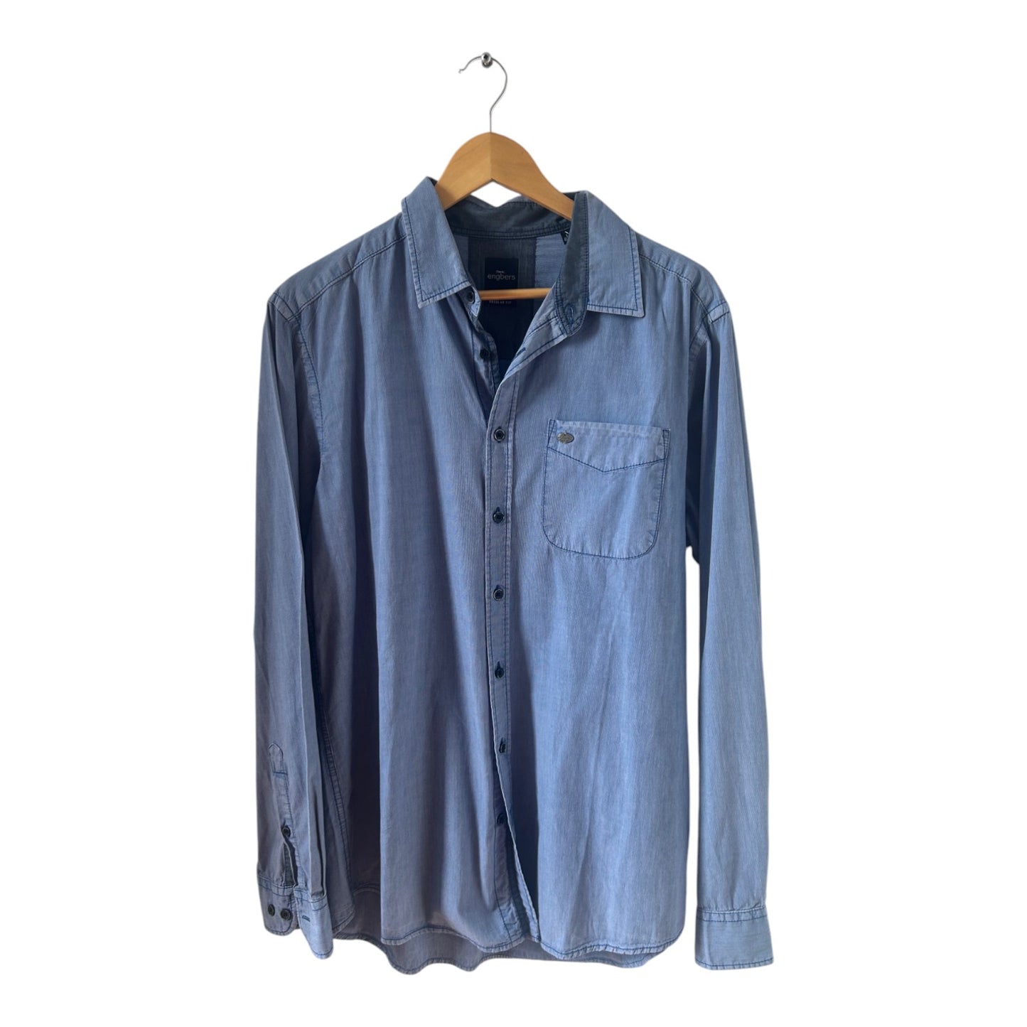 Engbers Hemd Herren Gr L Blau Baumwolle Langarm Casual Freizeit Business Classic