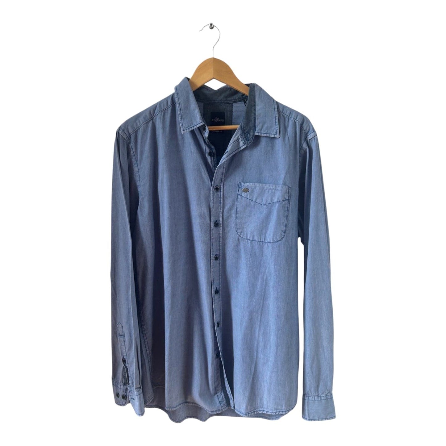 Engbers Hemd Herren Gr L Blau Baumwolle Langarm Casual Freizeit Business Classic