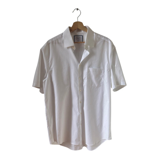 Charles Tyrwhitt Hemd Herren Gr 42 Weiß Kurzarm Baumwolle Bügelfrei Business Classic