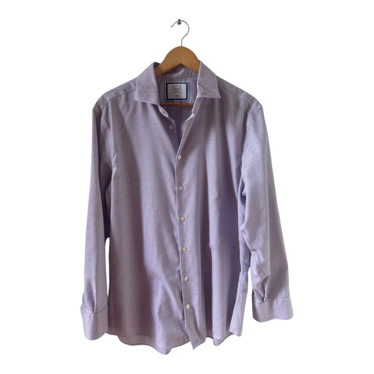 Charles Tyrwhitt Hemd Herren L Non Iron Regular Fit Baumwolle Weiß Blau Rosa