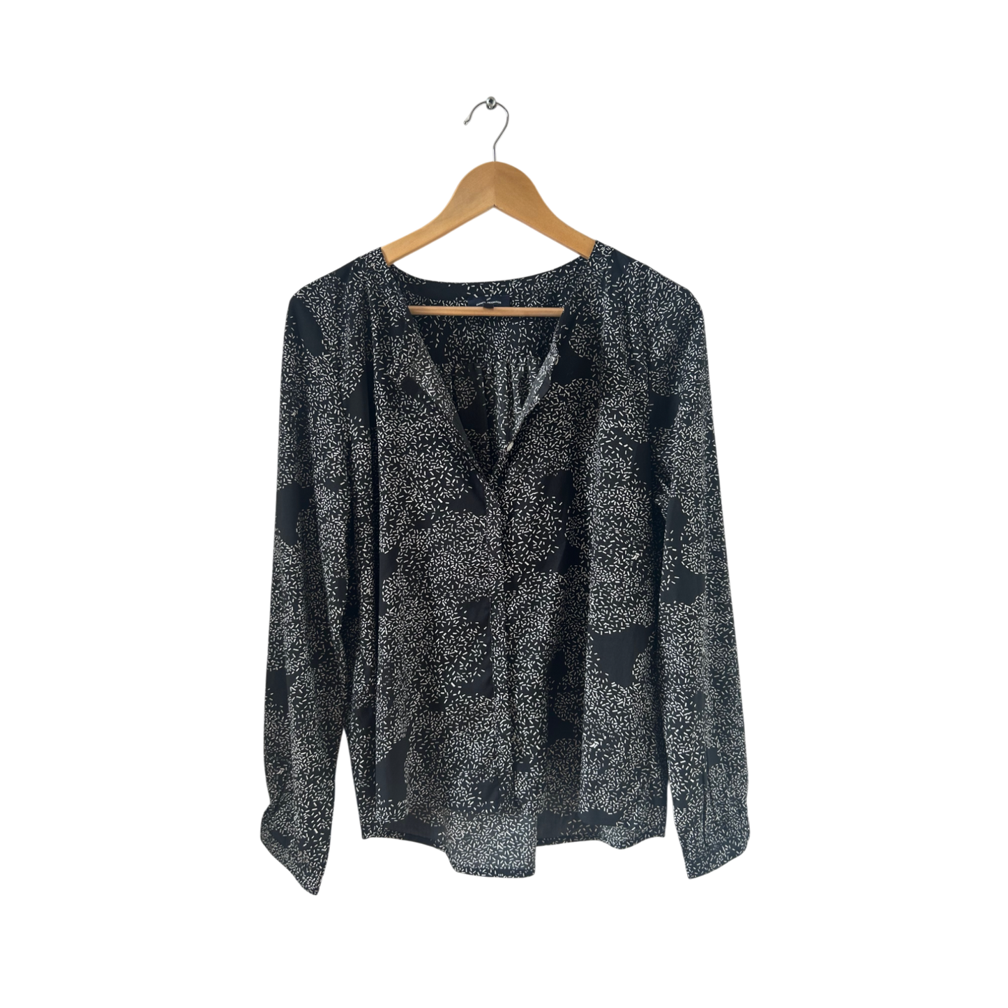 Daniel Hechter Bluse Damen Gr 40 Schwarz Weiß Viskose Langarm Business Elegant