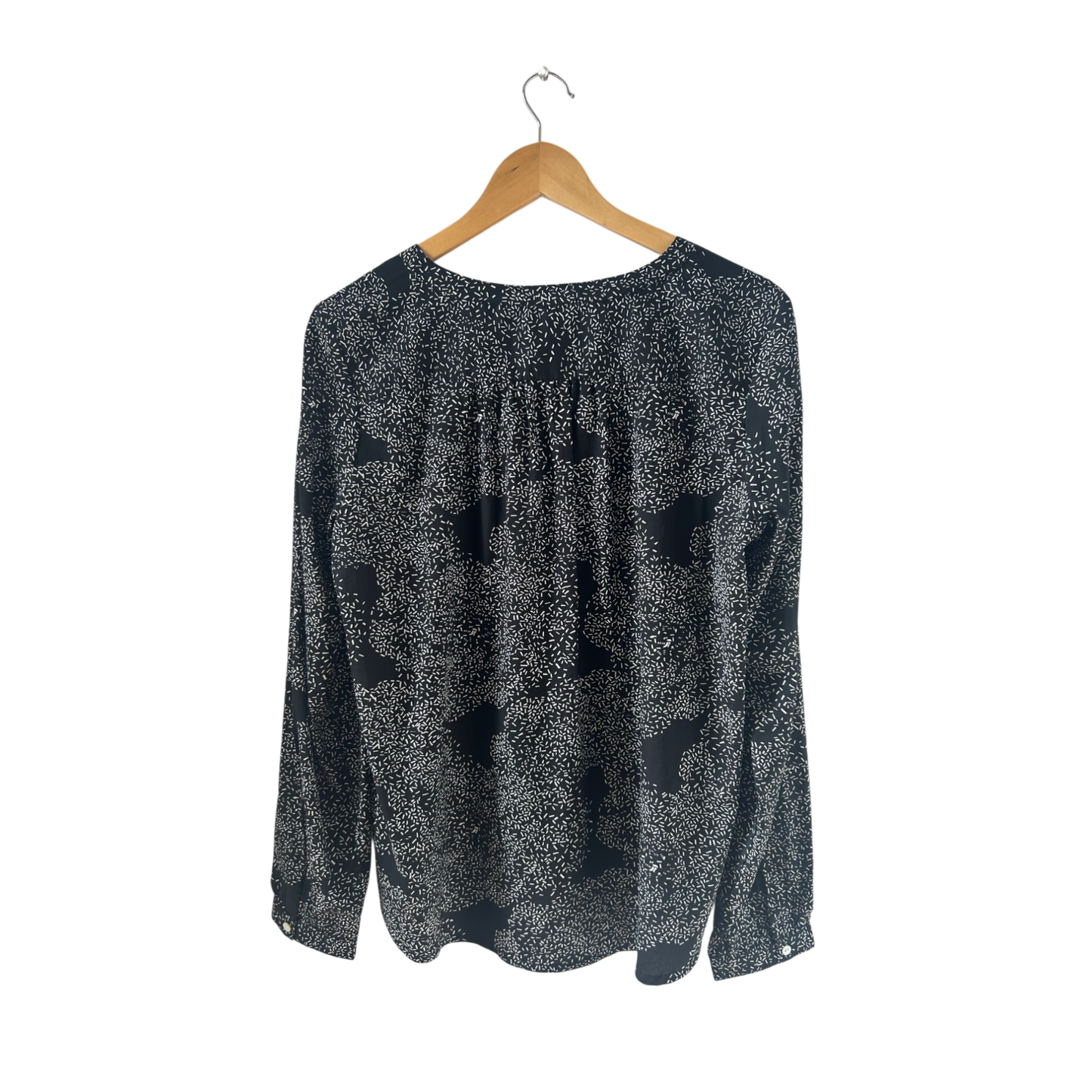 Daniel Hechter Bluse Damen Gr 40 Schwarz Weiß Viskose Langarm Business Elegant