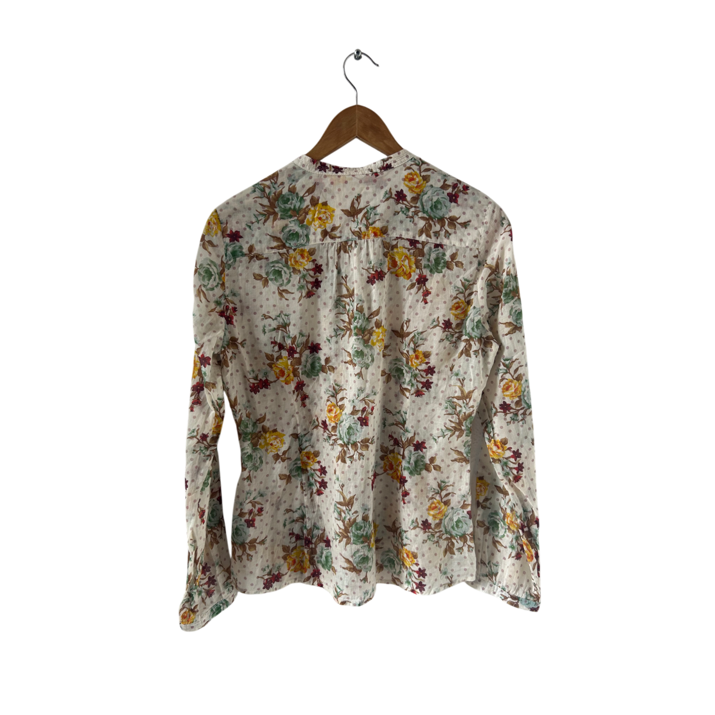 Jake*s Bluse Damen Gr 38 Blumen Langarm Baumwolle Weiß Bunt Romantisch Transparent