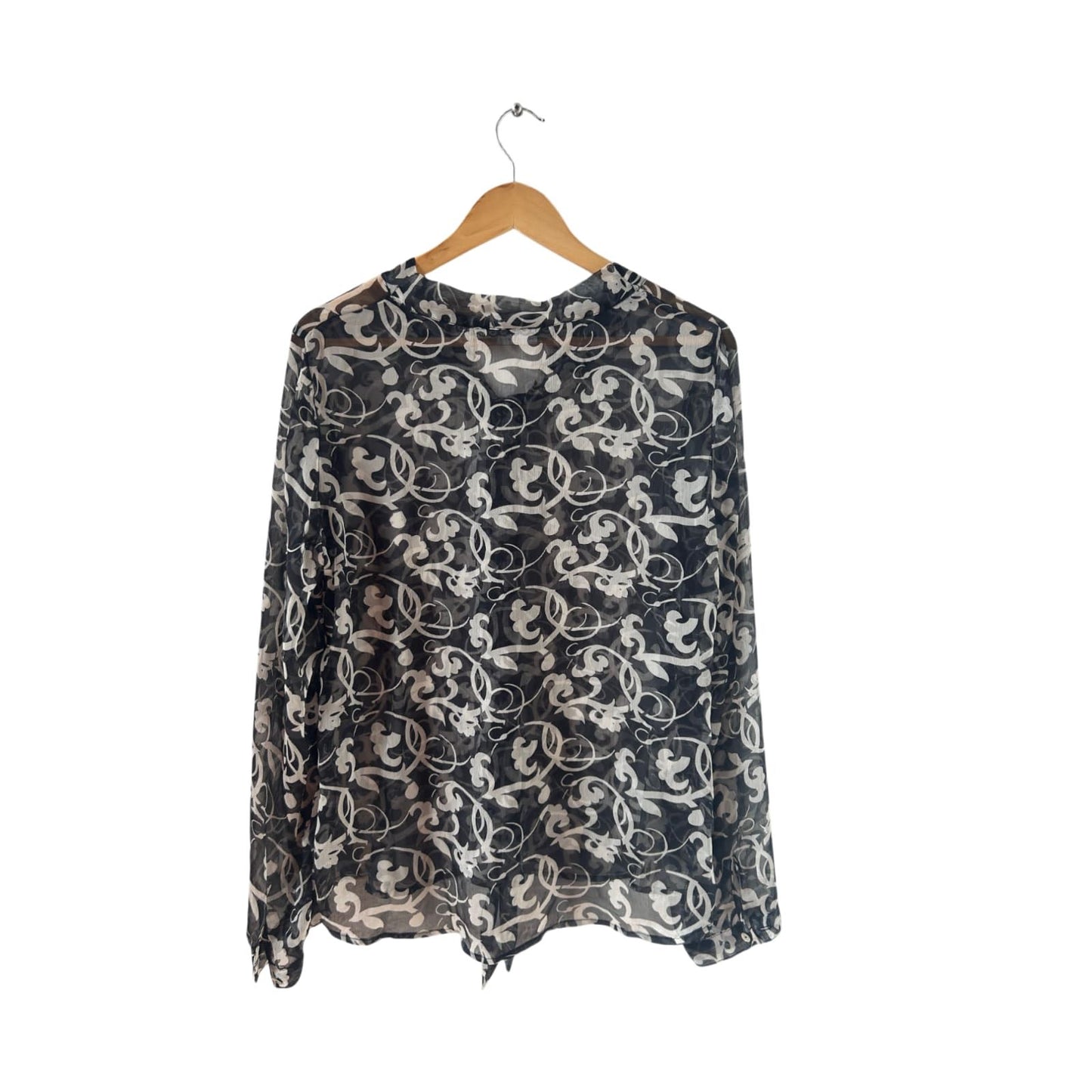 Street One Bluse Gr 40 Schwarz Weiß Transparent Muster Blusenshirt Elegant