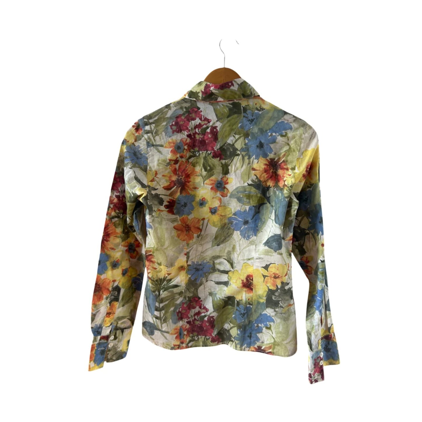 Otto Kern Bluse Damen Gr 34 Baumwolle Bunt Langarm Blumen Klassisch Elegant Sommer