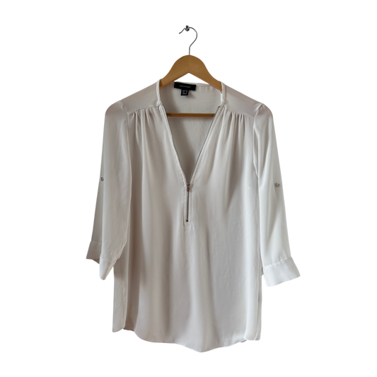 Atmosphere Bluse Damen Gr 38 Weiß Zip Tunika 3 4 Arm Hinten Länger Elegant Modern